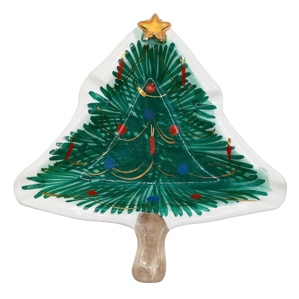 Vintage Ceramic Christmas Tree Ashtray Hand Painted In Italy For FB Numbered